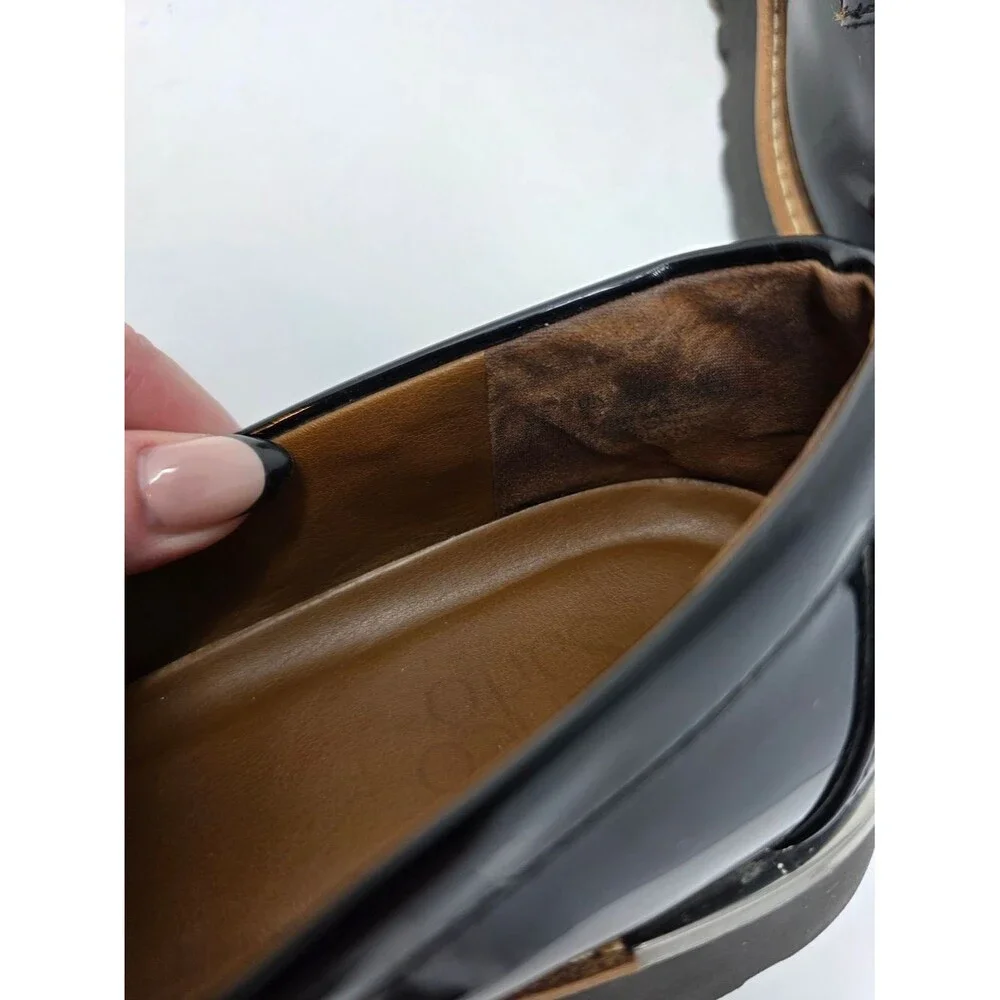 Franco Sarto Black Patent Tassel Loafers Lug Sole